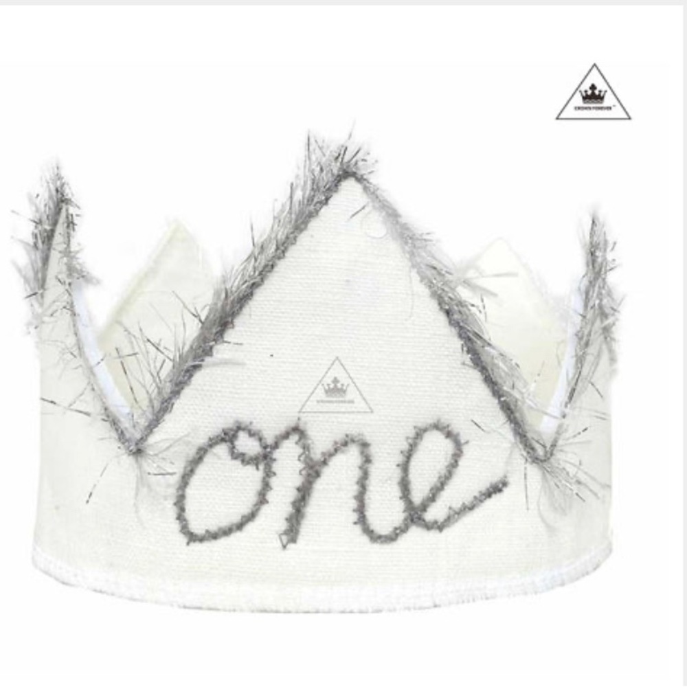 Charming White and Gray Kids Birthday Crown adjustable